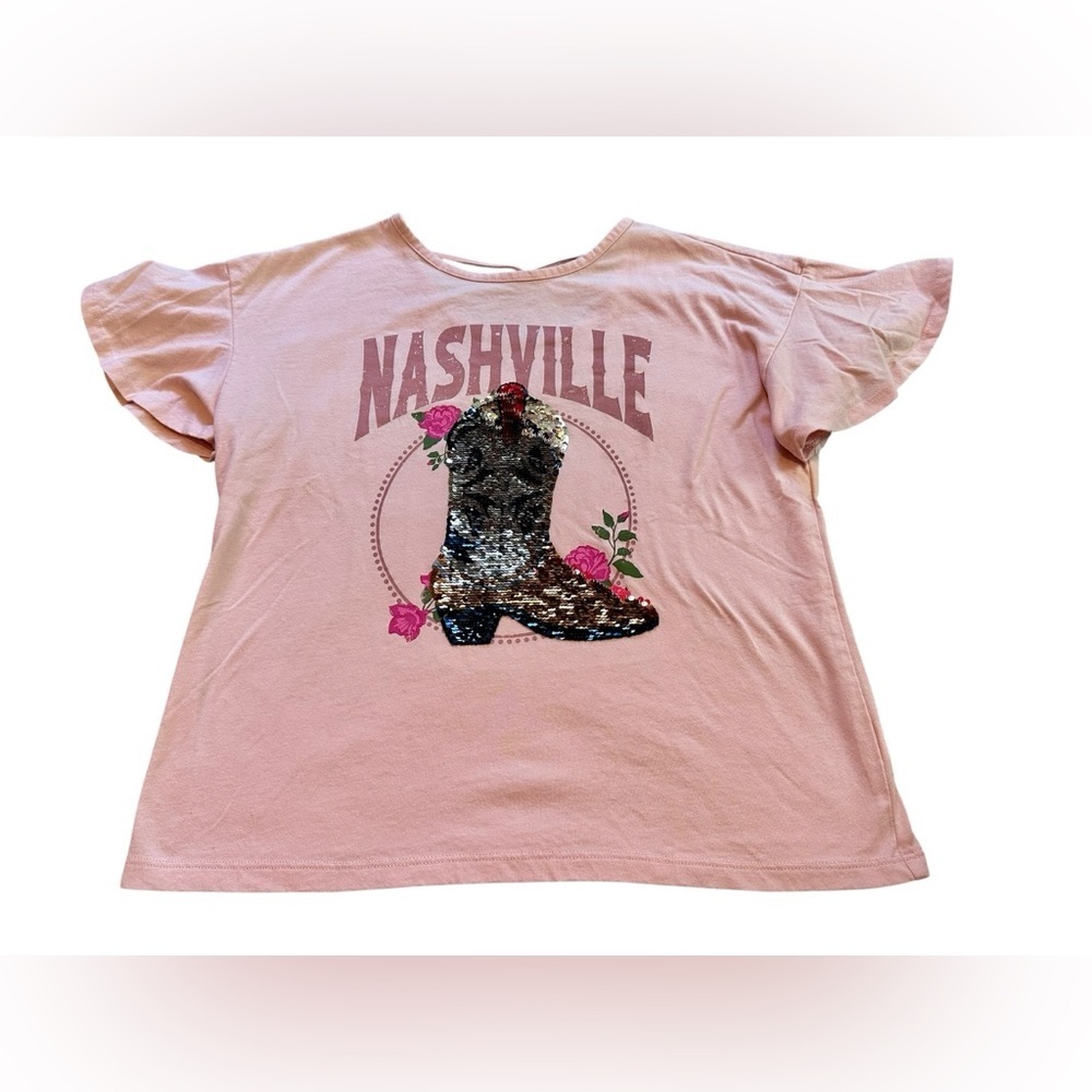The Children’s Place Girls Sequin Nashville Graphic Cross Back Top Size XL - Picture 2 of 8
